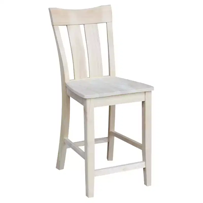 24" Ava Counter Height Barstool Unfinished - International Concepts: Solid Wood, Square Seat