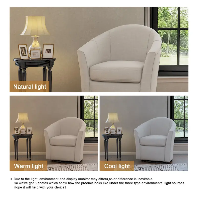 Modern Upholstered Swivel Barrel Chair Living Room Accent Chair