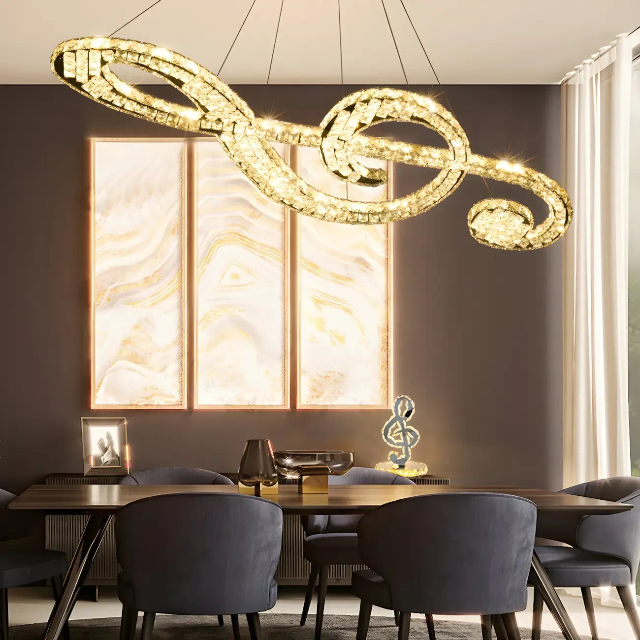 Artistic Modern Crystal 2-Light Island Pendant Light