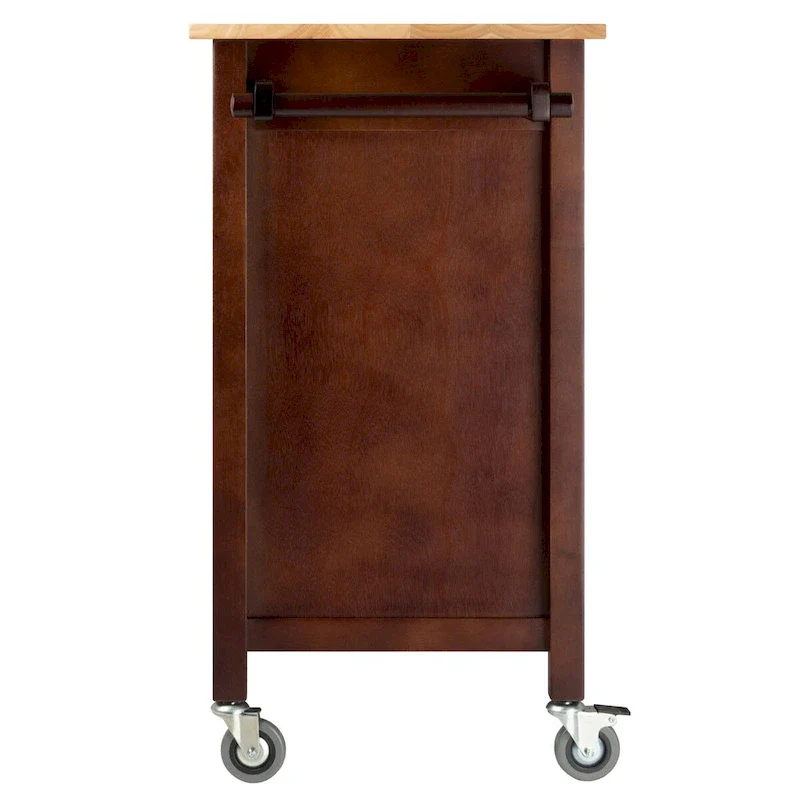 Mabel Utility Kitchen Cart, Walnut and Natural - 42.72 x 18.9 x 35.43 inches