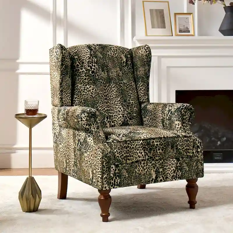 Ivan Traditional Animal Pattern Armchair with Nailhead Trim by