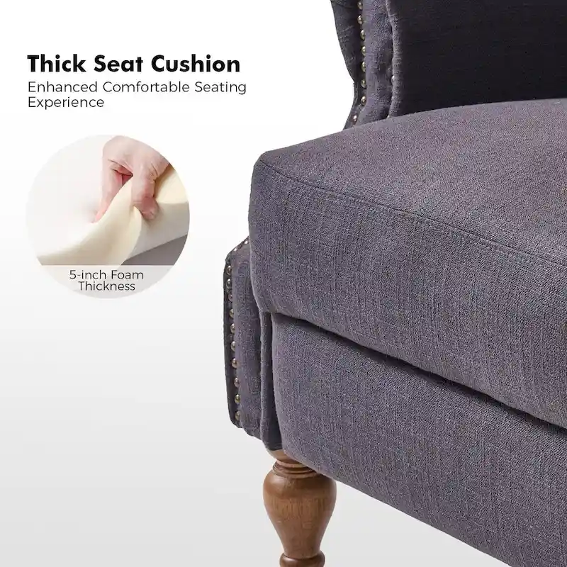 Traditional Roll Arm Manual Recliner with Solid Wood Legs