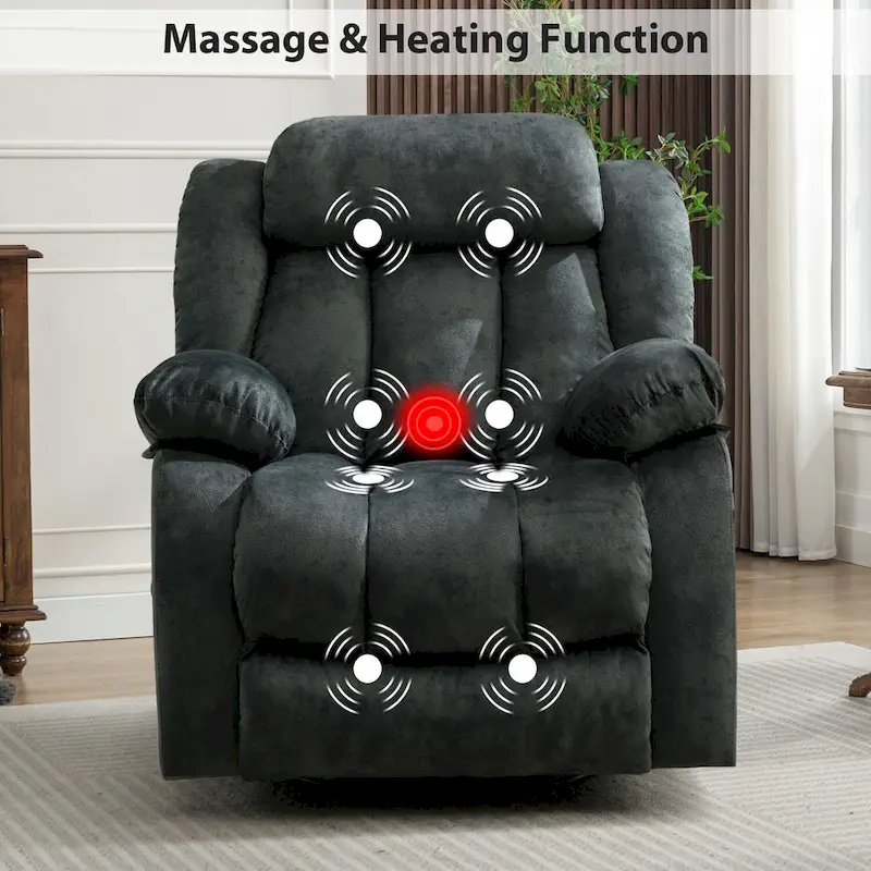 360 Rotatable Swing Manual Massage Rocker Recliner With Heat And Vibration