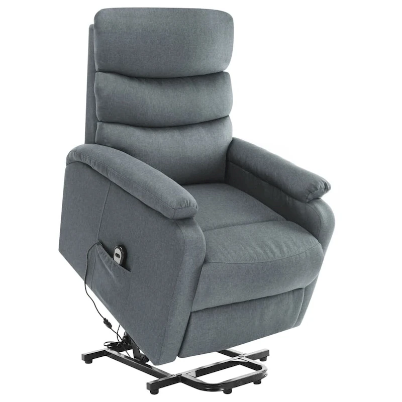 vidaXL Power Lift Massage Recliner Light Gray Fabric - 28.7 x 35.6 x 40.4