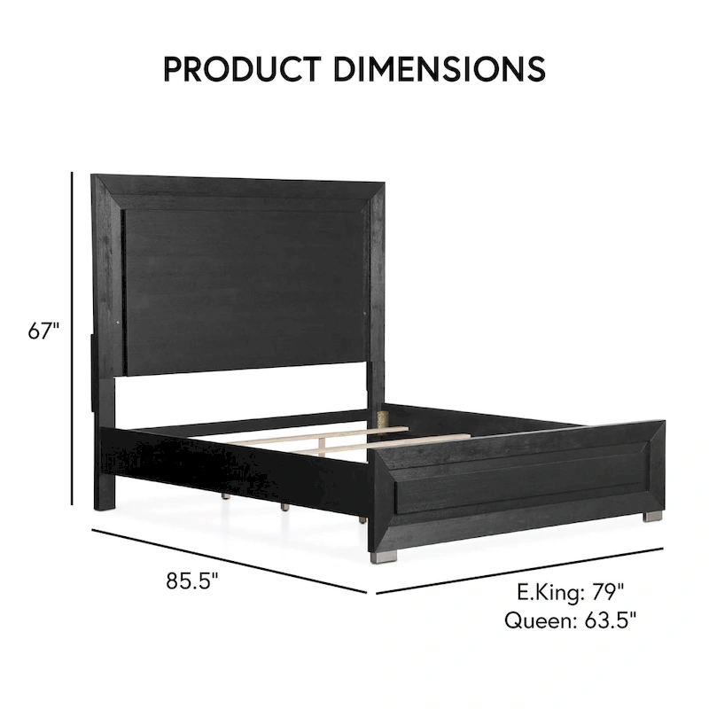 Furniture of America Alaric Modern Black Solid Wood 3-Piece Bed and 2 Nightstand Bedroom Set With LED Headboard