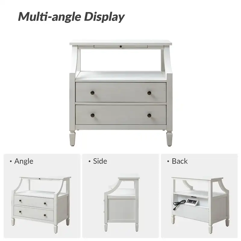 Jennifer 2 - Drawer Nightstand with Built-In Outlets and Pull-out Tray Set of 2 by HULALA HOME