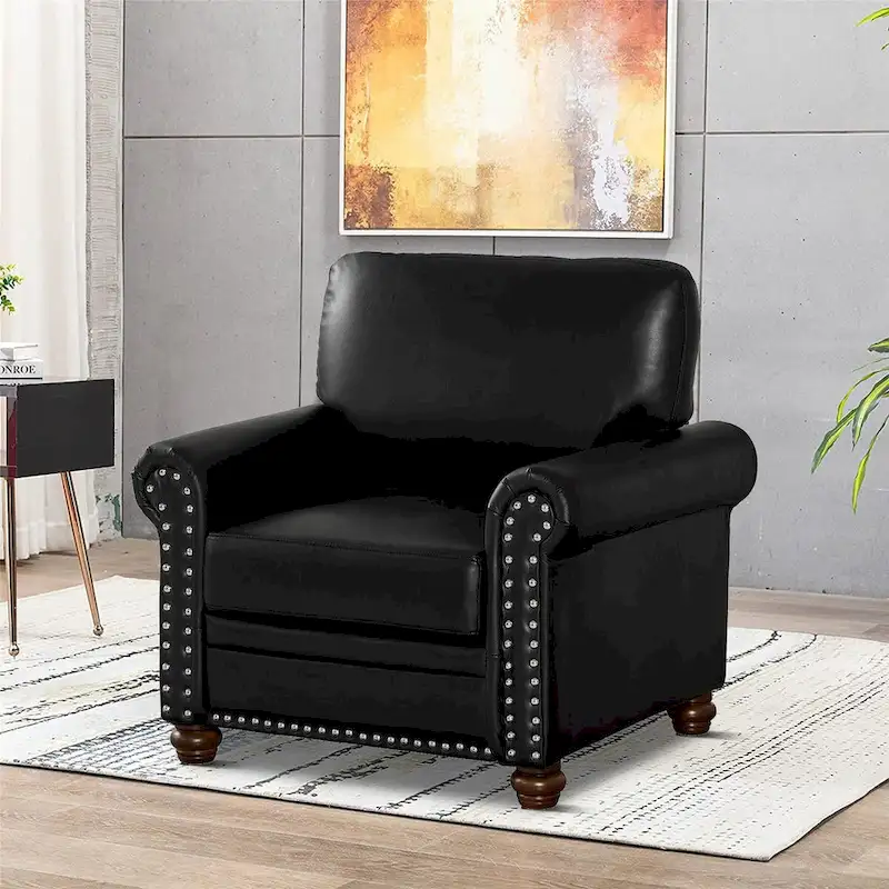 Vintage Elegant PU Upholstered Armchair, For Indoor Use