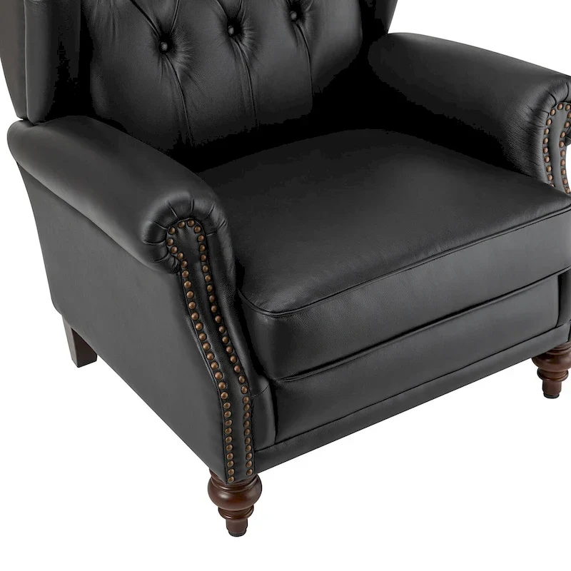 Alex Classic Leather Armchair with Nailhead Trim by HULALA HOME