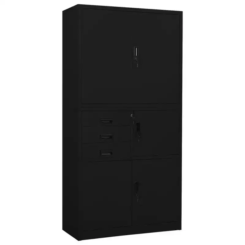 vidaXL Filing Cabinet Storage File Cabinet with Shelves for Living Room Steel
