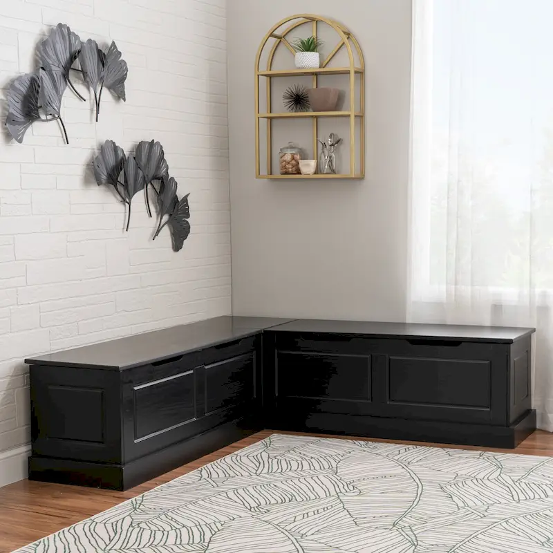 Josie Black Wooden 3-Piece Nook & Table Set