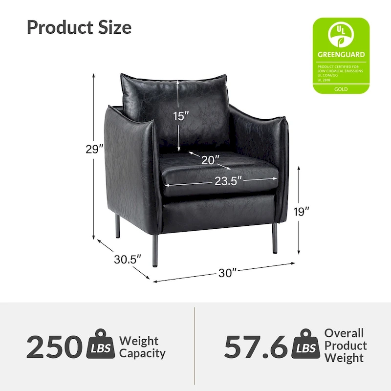 Jaime Modern Vegan Leather Accent chair with Metal Legs Set of 2 by HULALA HOME