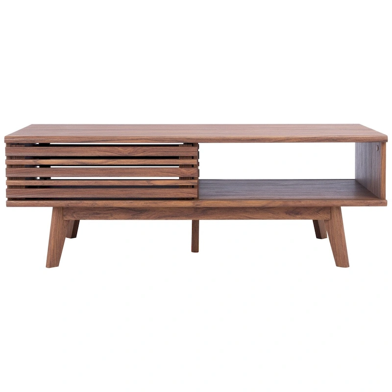 SAFAVIEH Ameetha Mid-Century 1-Shelf Walnut Coffee Table - 46 W x 23 D x 16 H - 46Wx23Dx16H