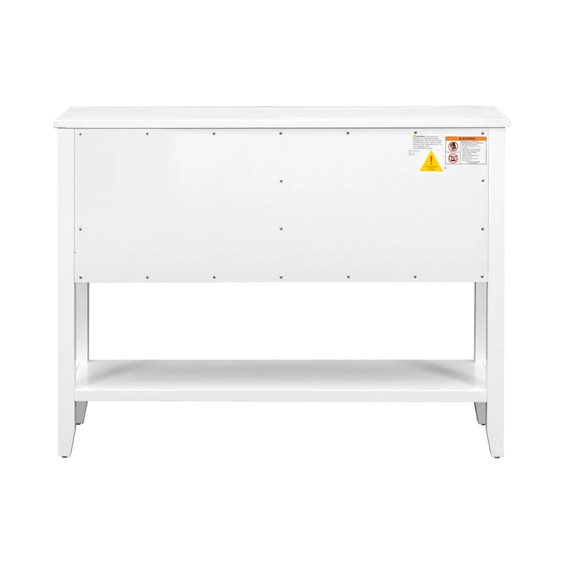 White 4-drawer Buffet Sideboard Console Table with Bottom Shelf