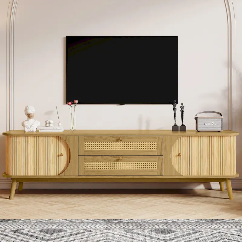 Modern Farmhouse Rattan TV Stand