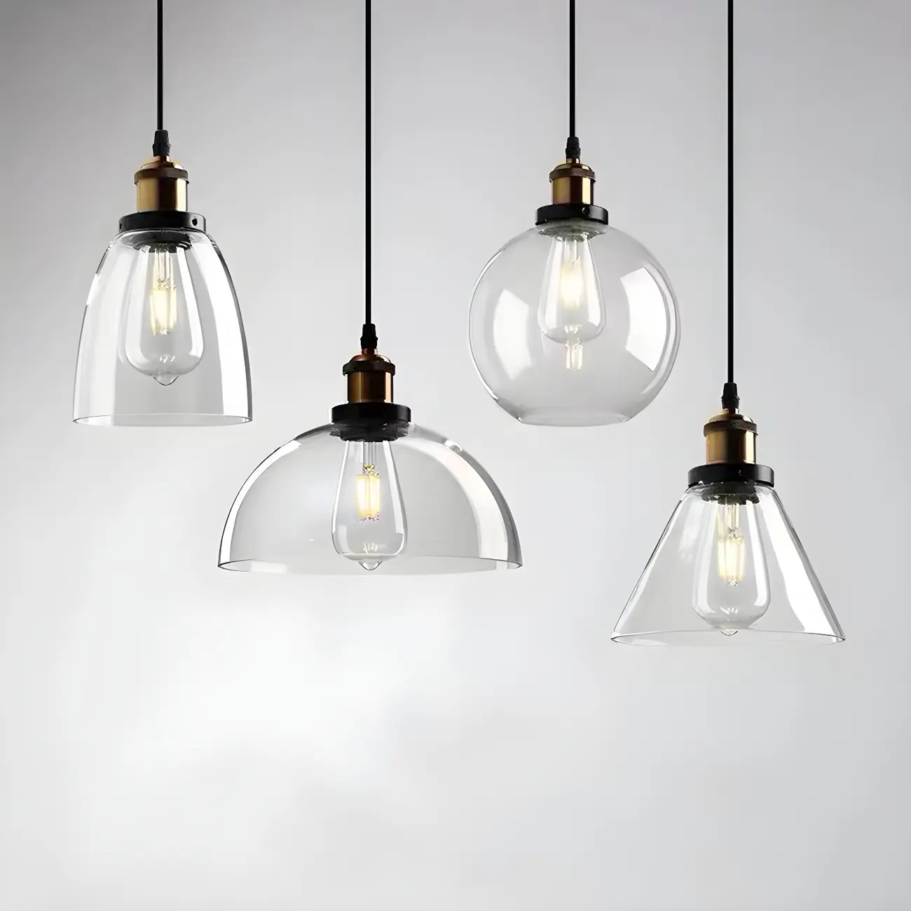 Industrial Geometric Clear Glass Lampshade Kitchen 1-light Pendant Light