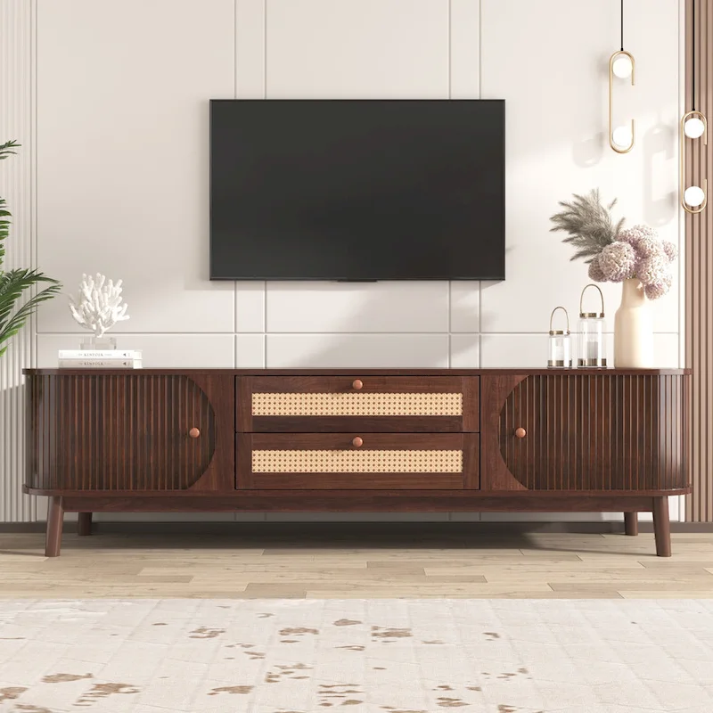 Modern Farmhouse Rattan TV Stand