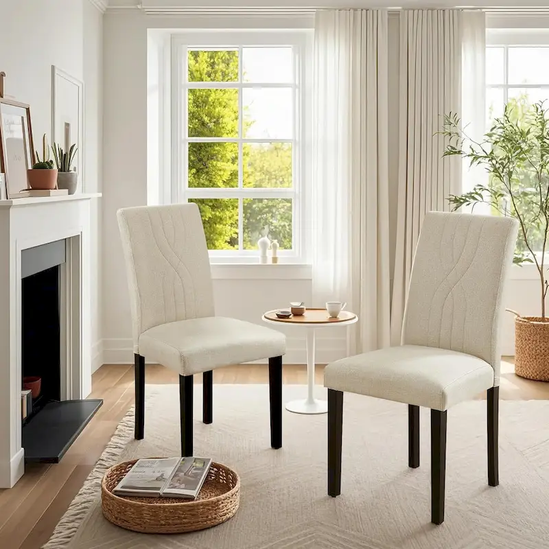 VECELO Upholstered Dining Chairs Set of 2/4/6, Fabric Dining Room Kitchen Side Chair, Parson Dining Chairs