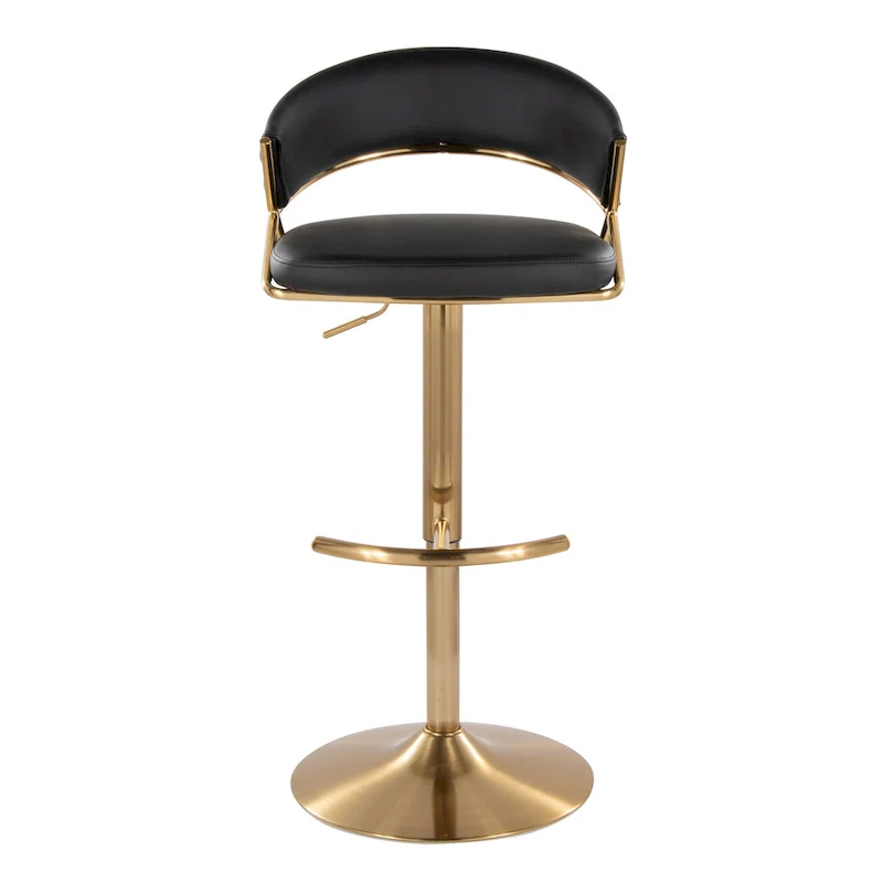 Adjustable Bar Stool with Rounded T Footrest (Set of 2)