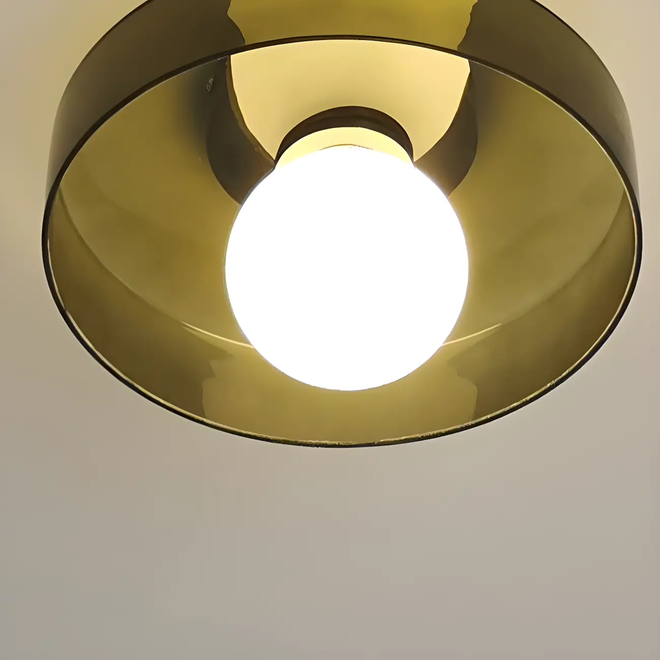 Modern Green Circular Glass Semi Flush Ceiling Light