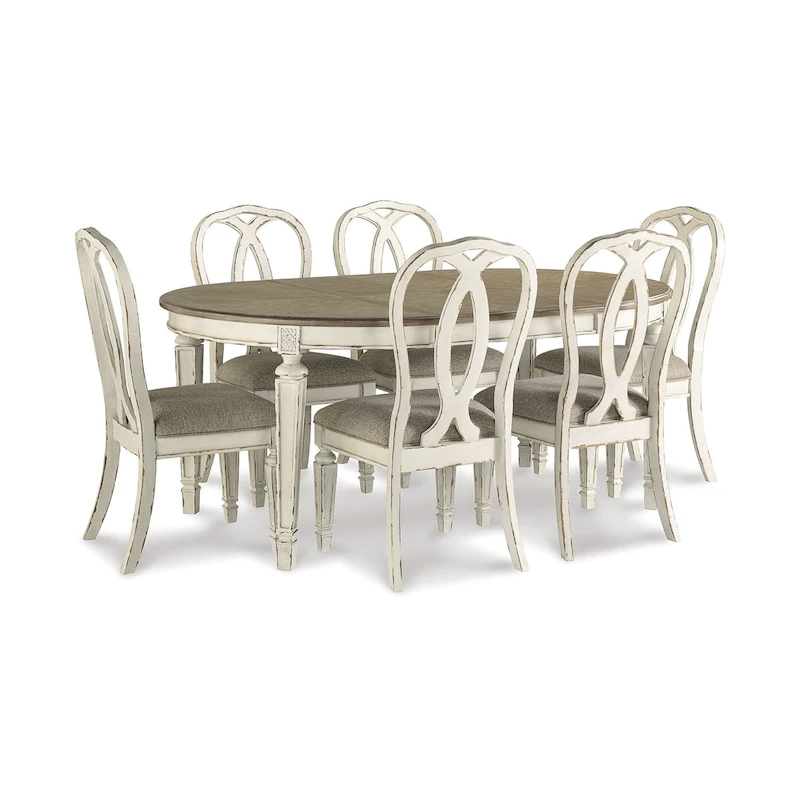 Signature Design by Ashley Realyn White / Light Brown 7-Piece Dining Package