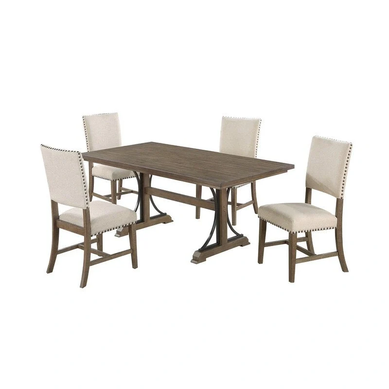 Rustic Dining Table with Upholstered Chairs