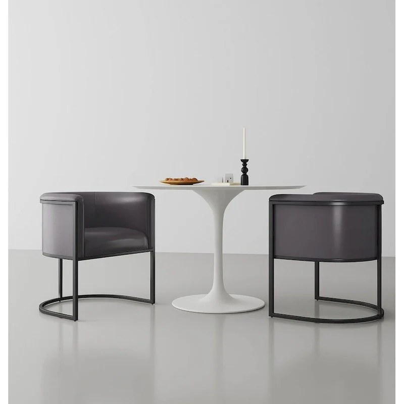 Faux Leather Dining Chairs Set of 2 - Pebble/White/Saddle/Tan/Black