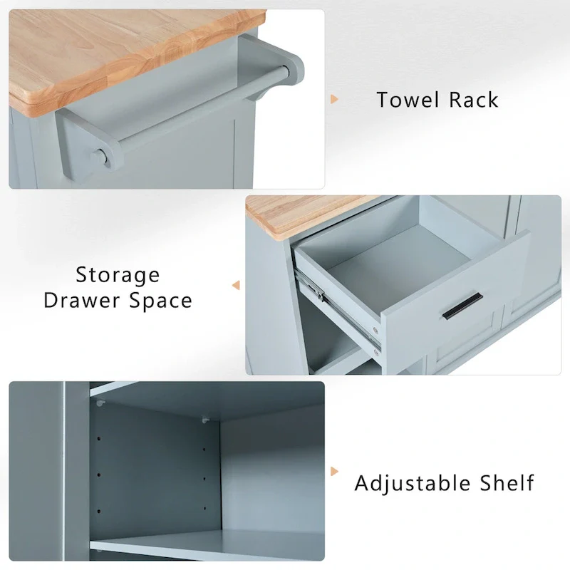 Kitchen Island With Foldable Counter Top(no include stool)