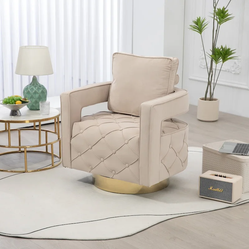 Fabric pull buckle living room rotating leisure chair, reception and negotiation chair