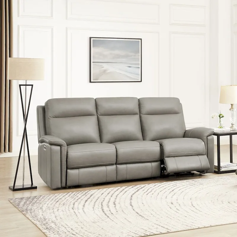 Hydeline Stanfield Zero Gravity Power Recline and Headrest Top Grain Leather Sofa