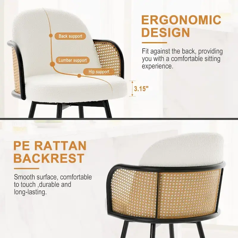 26-Inch Fabric Upholstered Swivel Counter Height Bar Stools - 38.2 H x 21.5 W x 23.2 D