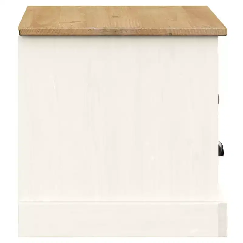 vidaXL VIGO White Solid Wood Pine TV Stand Entertainment Center - 41.7x15.7x15.7 with Drawer, Open Shelf & Cabinet, Easy Clean