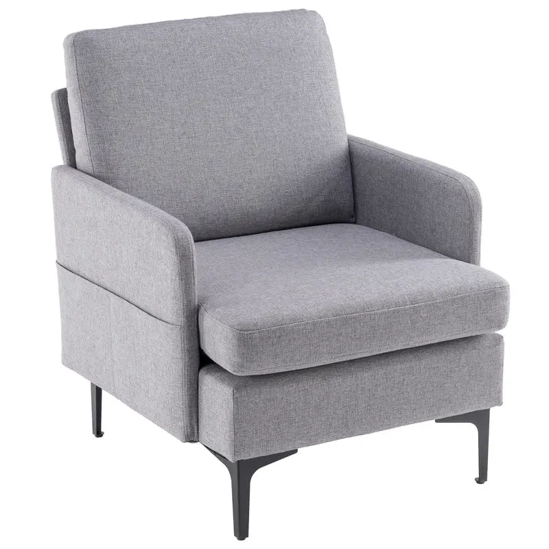 Upholstered Linen Accent Armchair