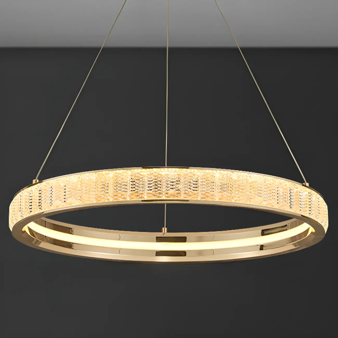 Luxury Gold Ring Crystal Elegant LED Chandelier