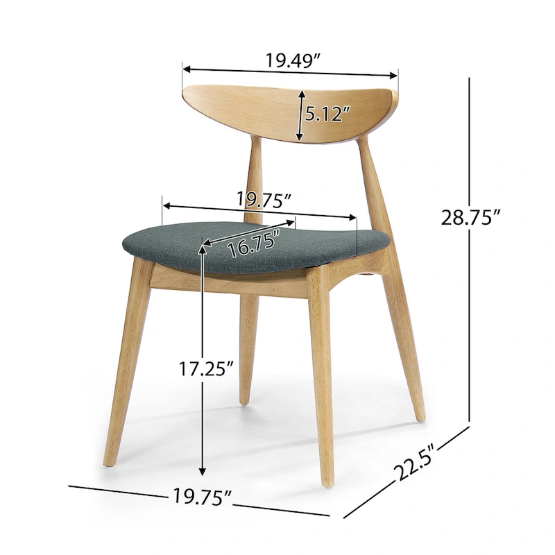 Barron Mid-Century Modern Dining Chairs (Set of 2) by Christopher Knight Home - 22.50 W x 19.75 L x 28.75 H