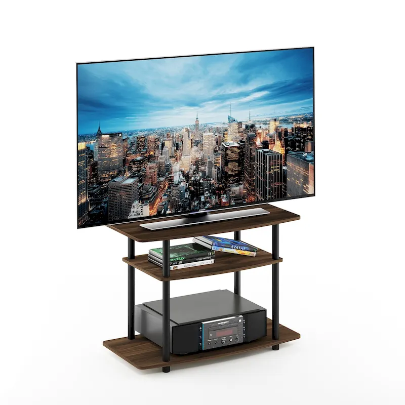 Furinno Turn-N-Tube No Tools 3-Tier TV Stands, Columbia Walnut/Black