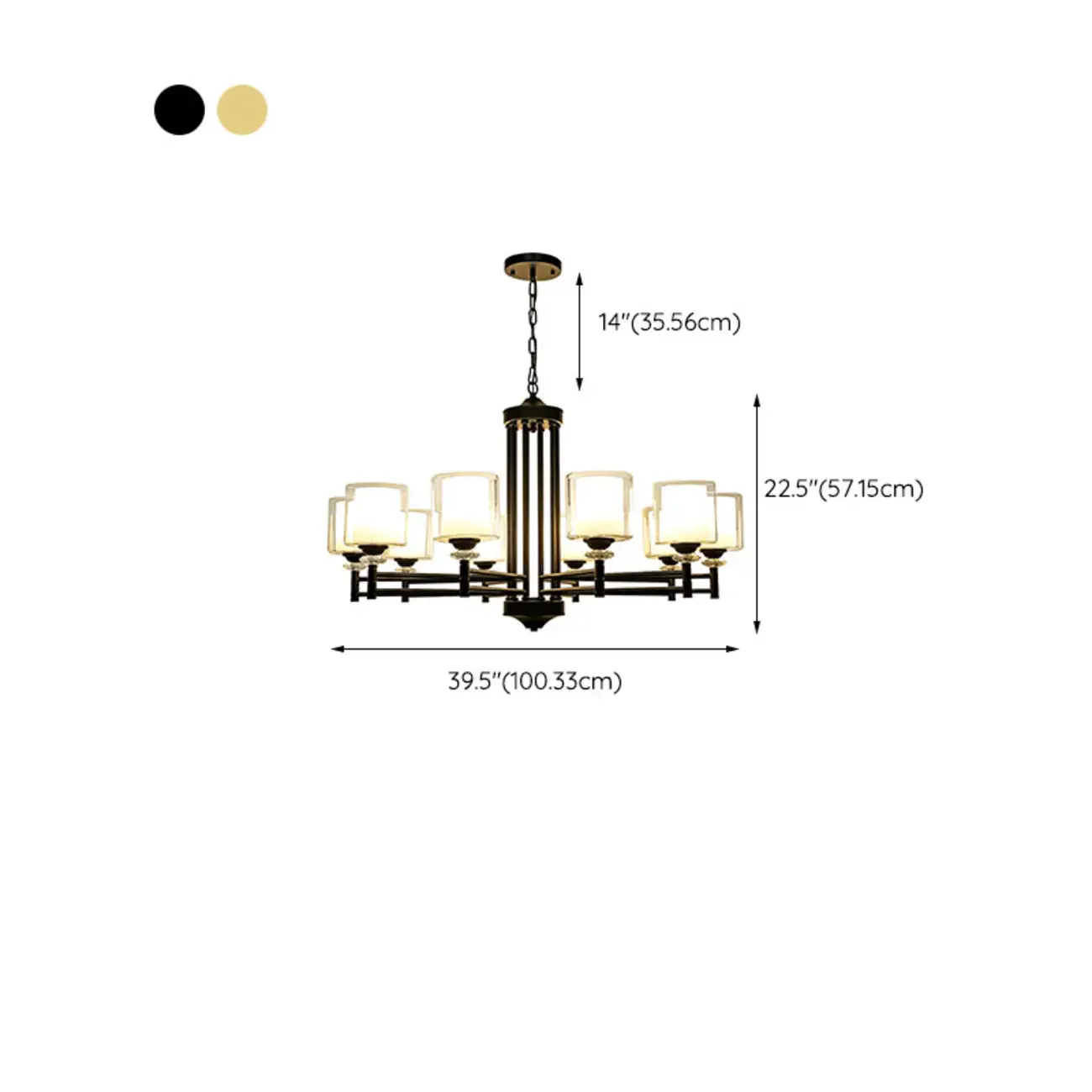 Geometric Industrial Metal Cylinder Glass Chandelier