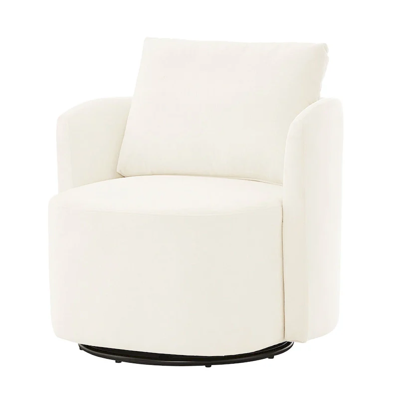 Chenille 360 Swivel Barrel Chair with Ergonomic Curved Design and 440lb Weight Capacity