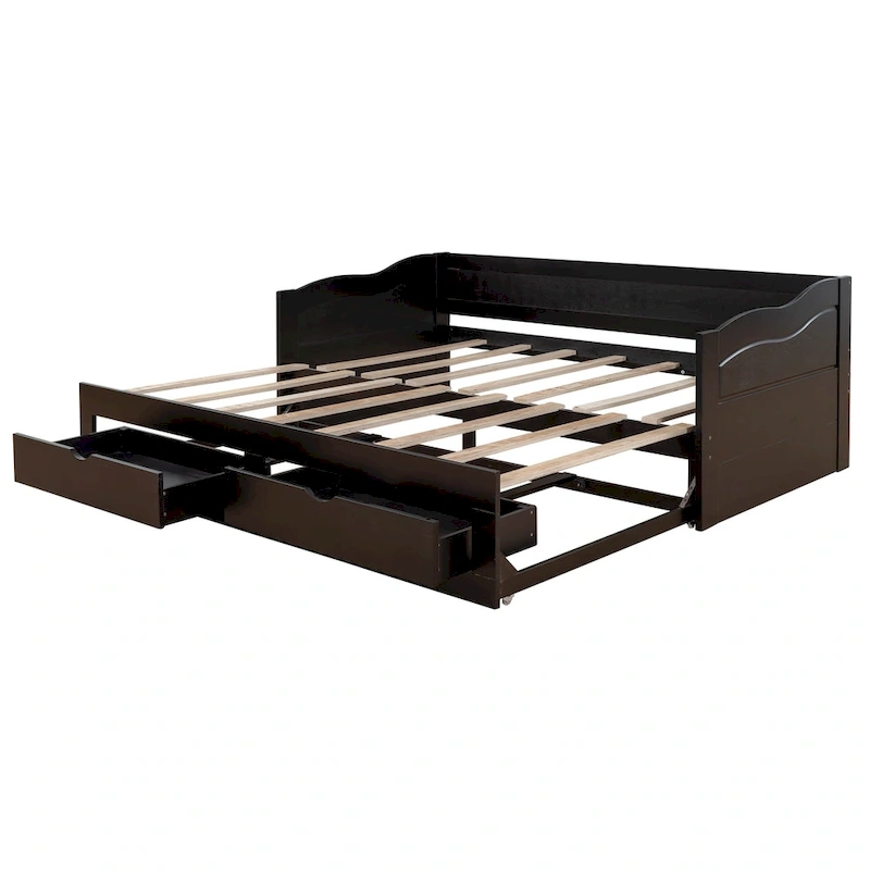 Wooden Daybed with Trundle Bed