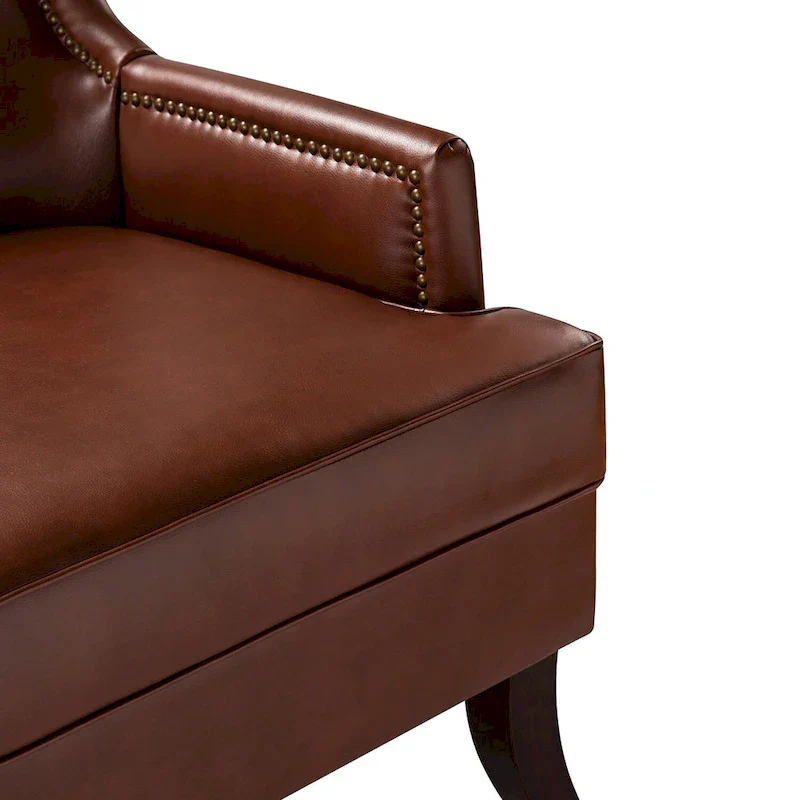 Angeles Mid-century Modern Ergonomic Vegan Leather Armchair with Wingback Set of 2 by HULALA HOME