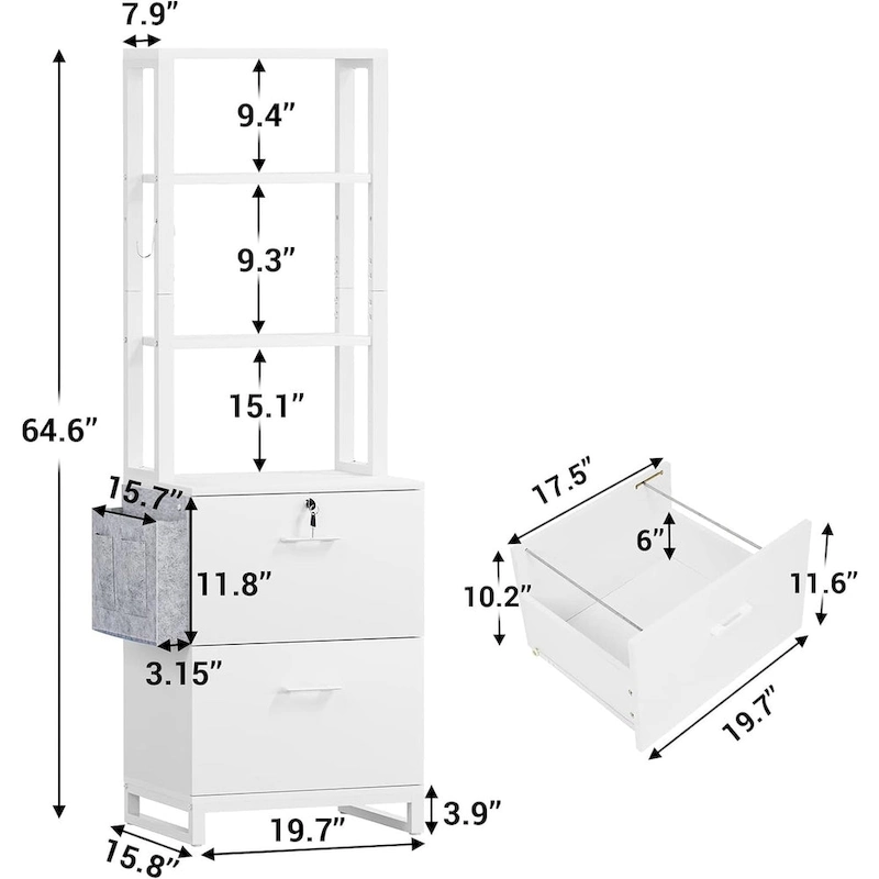 File Cabinet 2 Drawer Lock Filing Cabinet Printer Stand Bookshelves