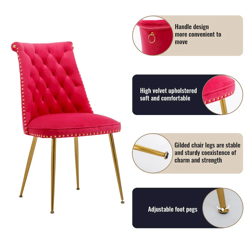 7-Piece  Walut Wood Dining Table with Velvet Chair Dining Chair