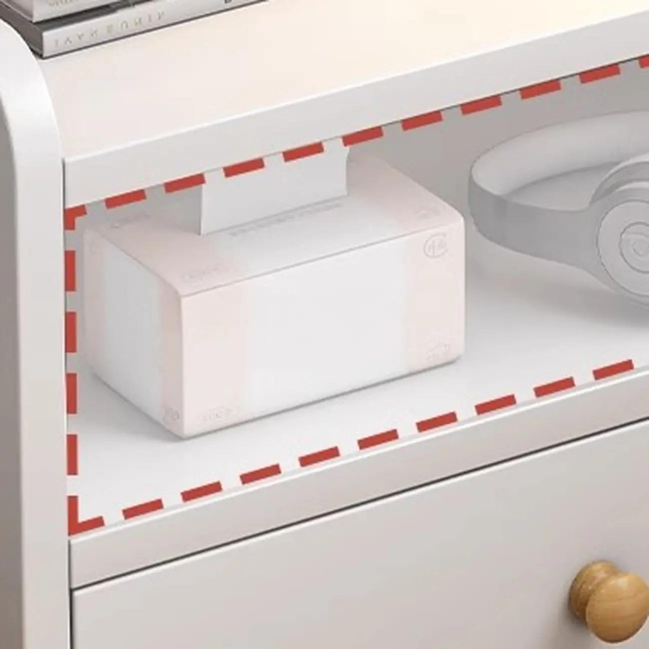 Modern Wooden Three-layer Bedside Table with Lamp Shelf