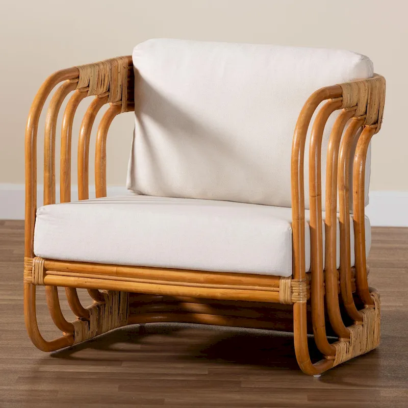 Modern Bohemian Natural Rattan Arm Chair