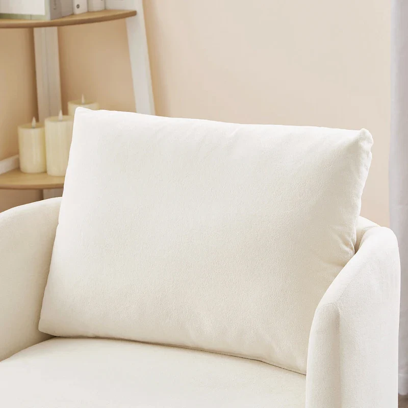 Chenille 360 Swivel Barrel Chair with Ergonomic Curved Design and 440lb Weight Capacity