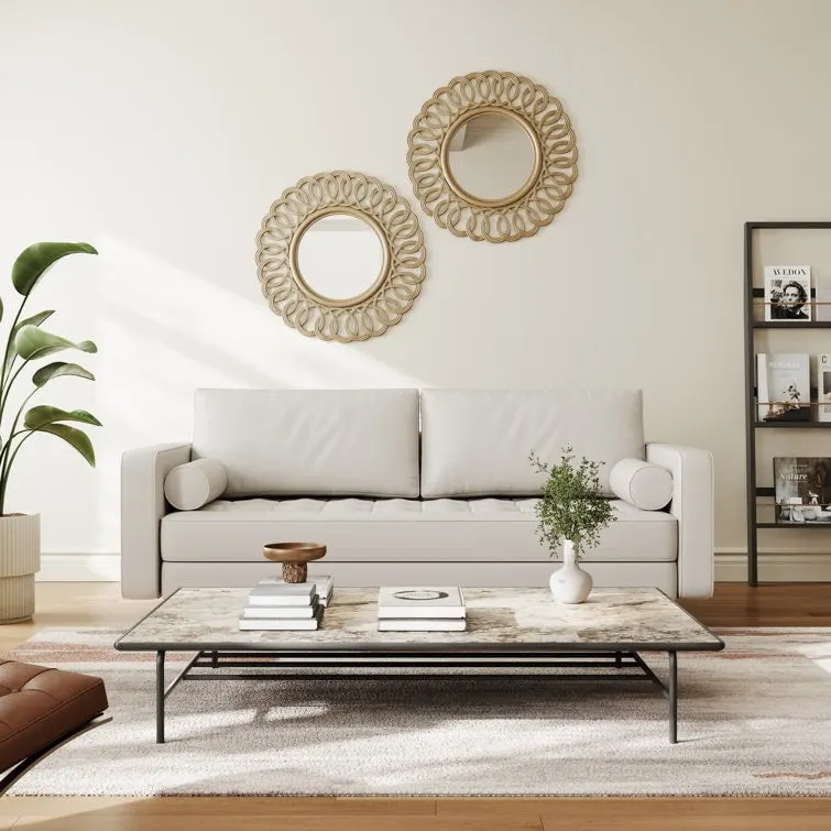 70-Inch Faux Leather Tufted Sofa