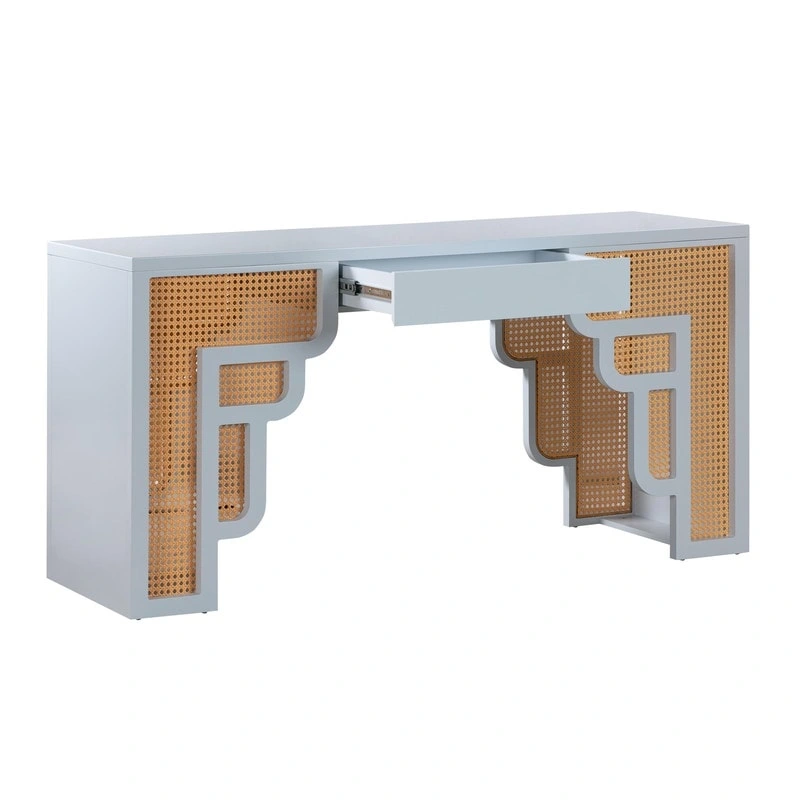 Suzie Wood and Rattan 1 Drawer Desk