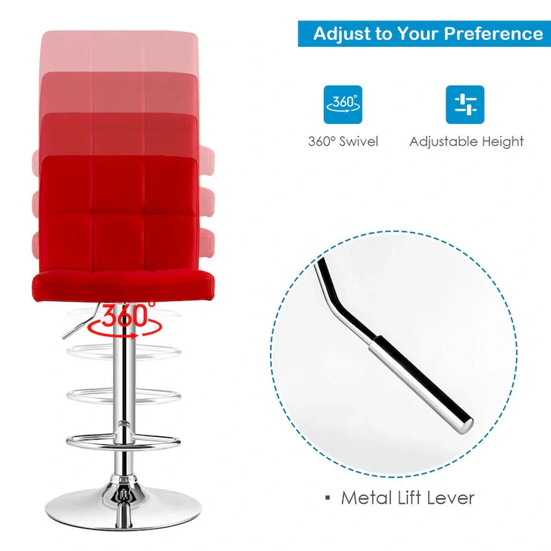 Gymax 3PCS Pub Table Set 24 Round Bar Table & 2 Adjustable Bar