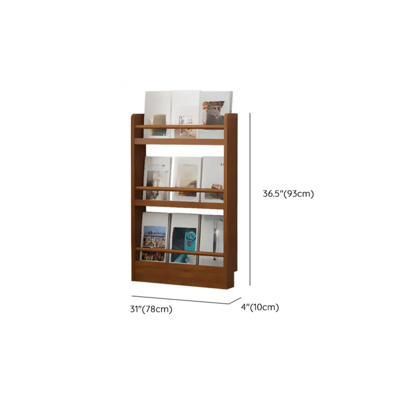 Rustic Brown Oak Bookcase Open Rectangular BookShelves