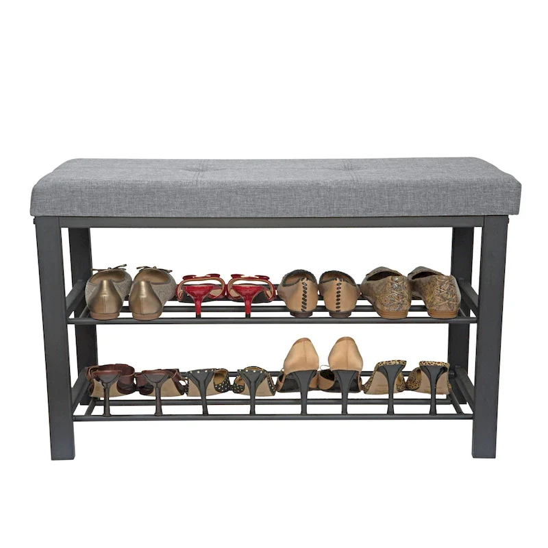 Simplify Entryway Bench with Shoe Storage in Grey - 32x 12.6x 18