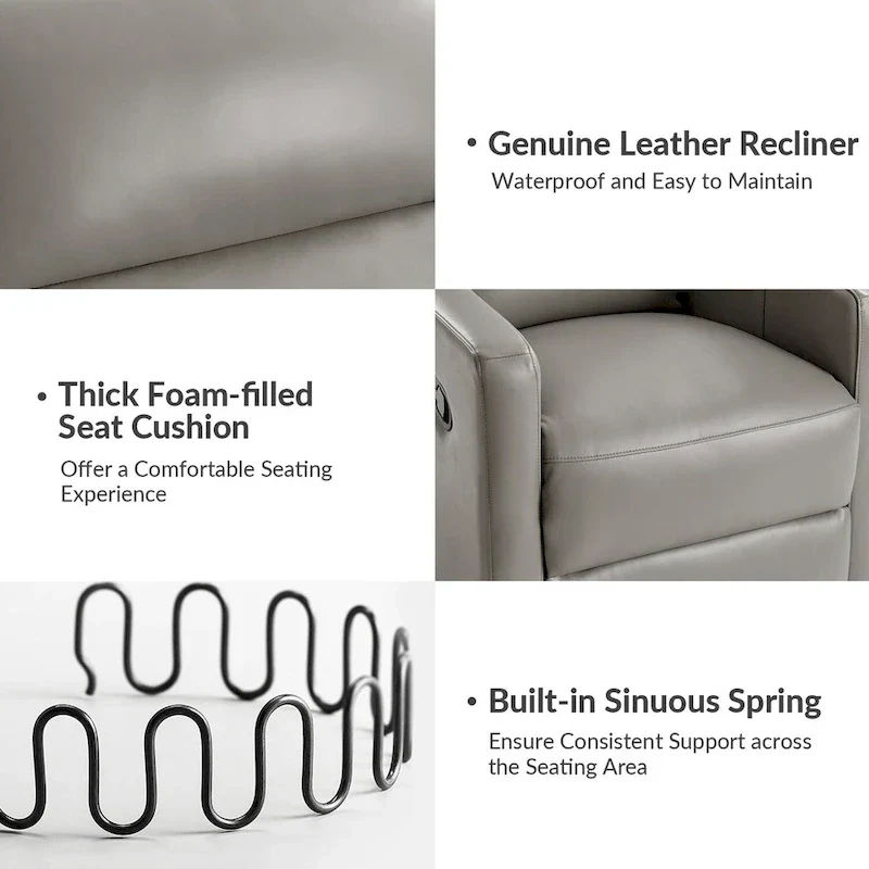 Josefa Modern Genuine Leather Swivel Rocker Recliner by Hulala Home